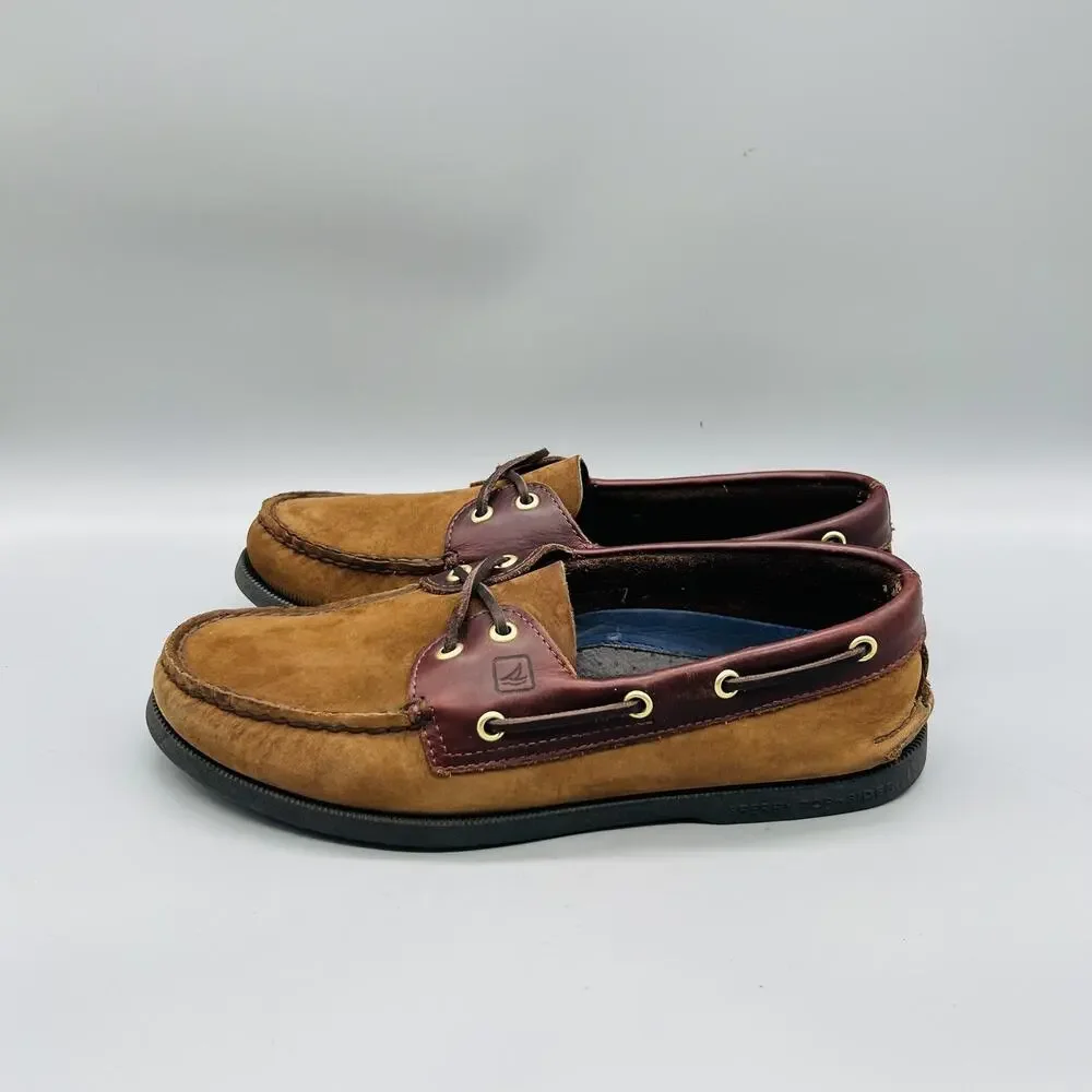 Sperry Shoes Mens 9 Brown Leather Suede Top Sider Boat Moc Toe Casual Comfort